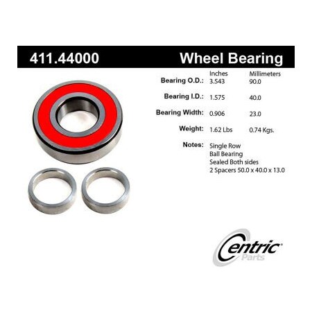 Centric C-Tek Standard Axle Shaft Bearing Assembly Single Row, C-Tek 411.44000E 411.44000E